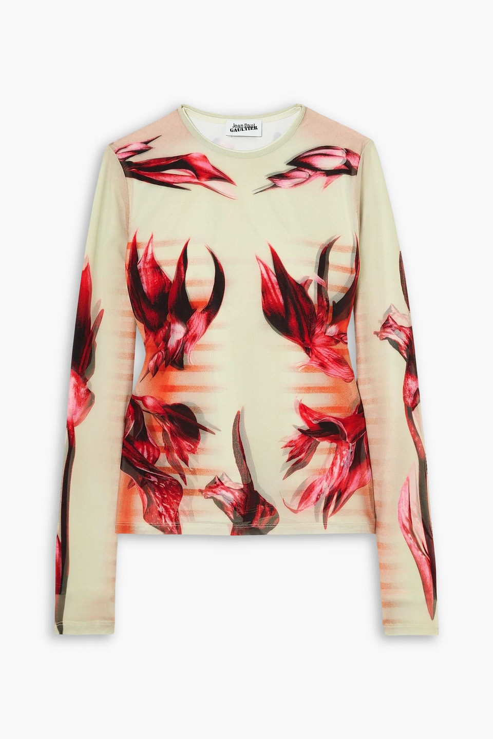 jean paul gaultier - printed stretch-jersey top - green - l