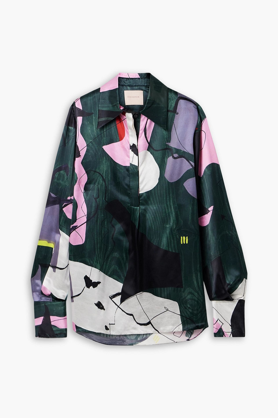 Roksanda Printed Satin Shirt In Green