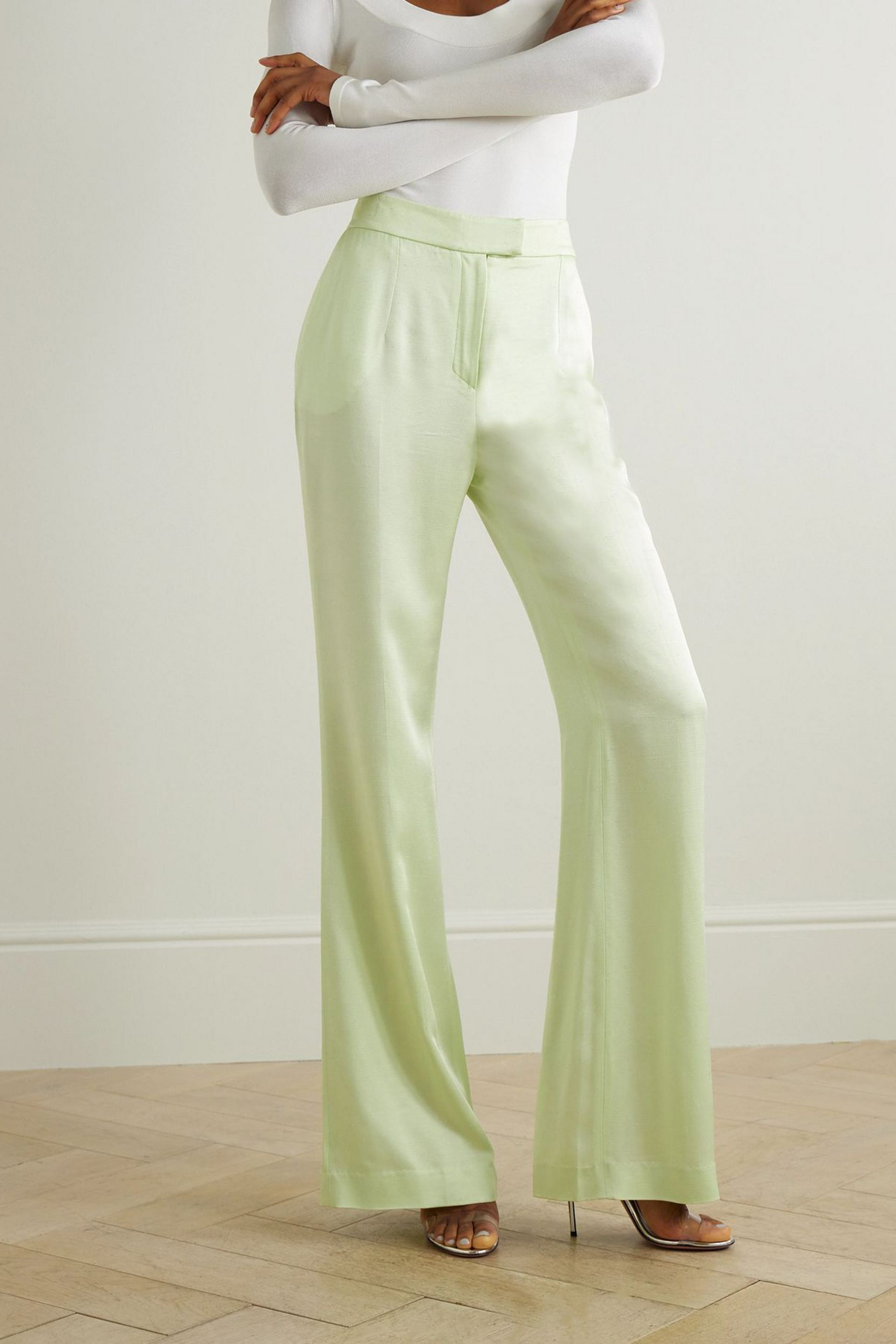 GALVAN  LONDON Boyfriend satin flared pants