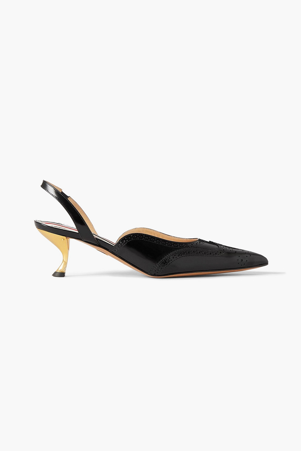 Thom Browne Patent-leather Point-toe Slingback Pumps In Black