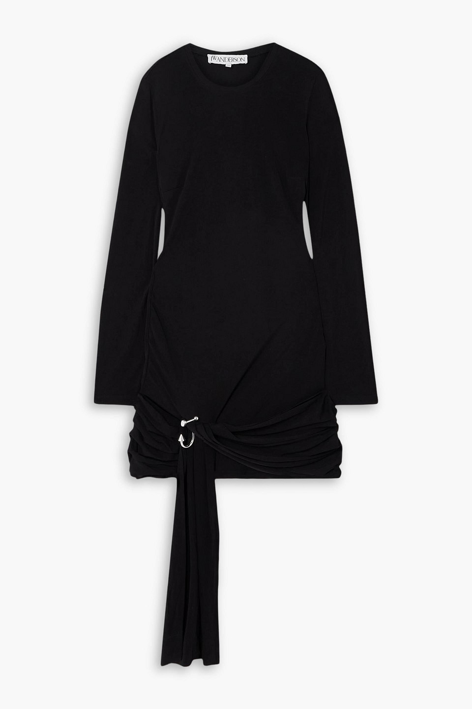 Jw Anderson Embellished Draped Jersey Mini Dress In Black