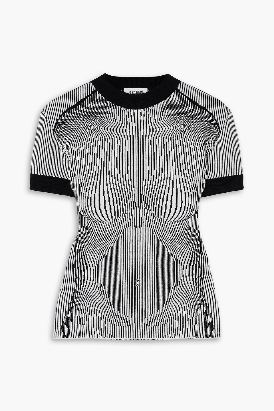 Jean Paul Gaultier Trompe L'oeil Striped Jacquard-knit T-shirt In Black