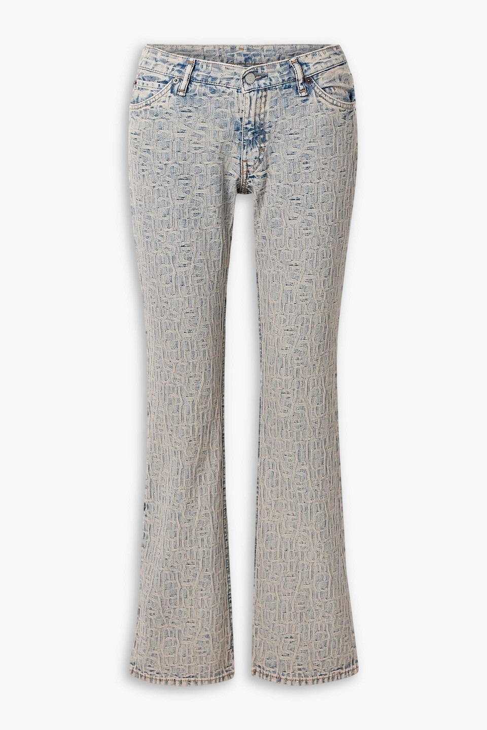 acne studios - denim-jacquard low-rise bootcut jeans - blue - 24w-32l