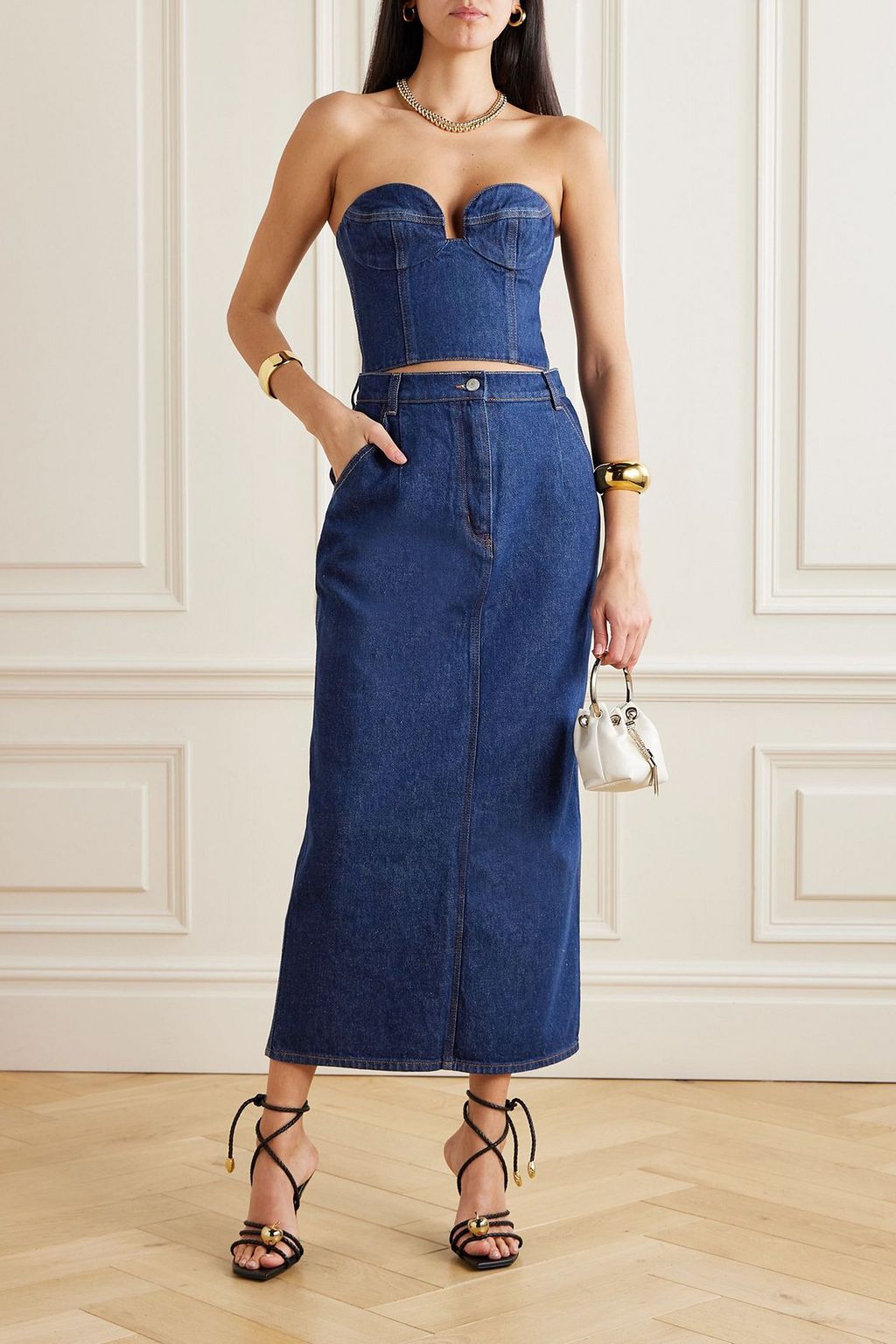 magda butrym denim dress MAGDA BUTRYM | Halterneck denim mini Dress | Female