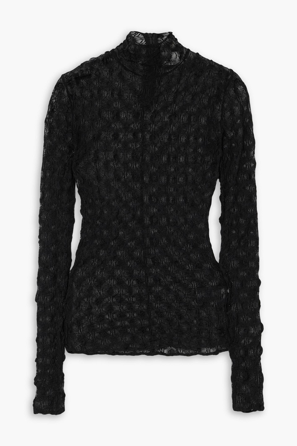 isabel marant - toxani stretch cotton-blend lace turtleneck top - black - fr 34