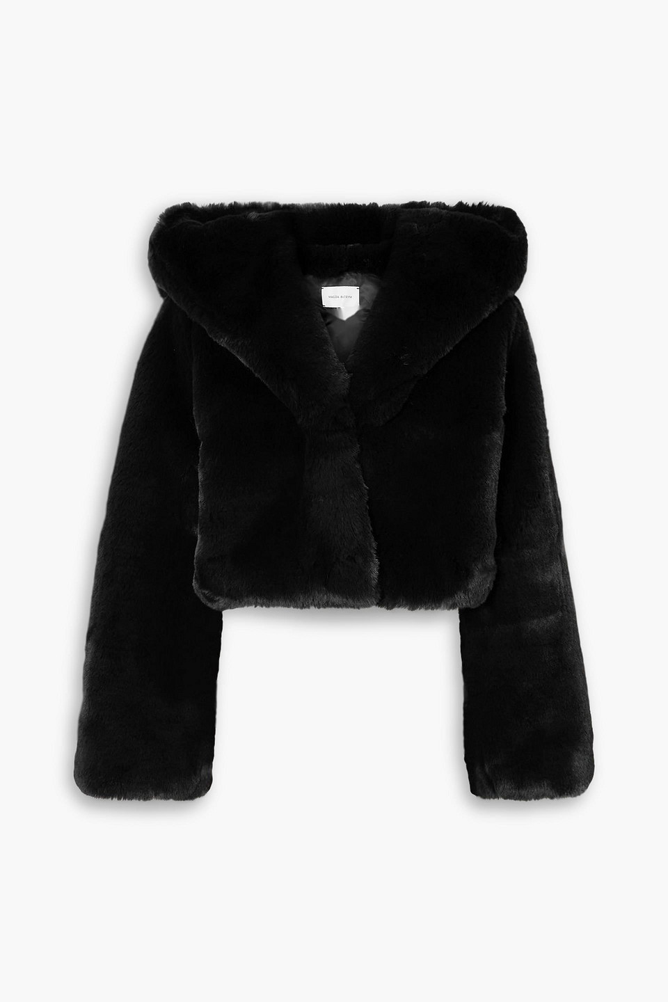 magda butrym - cropped plush hooded jacket - black - fr 36