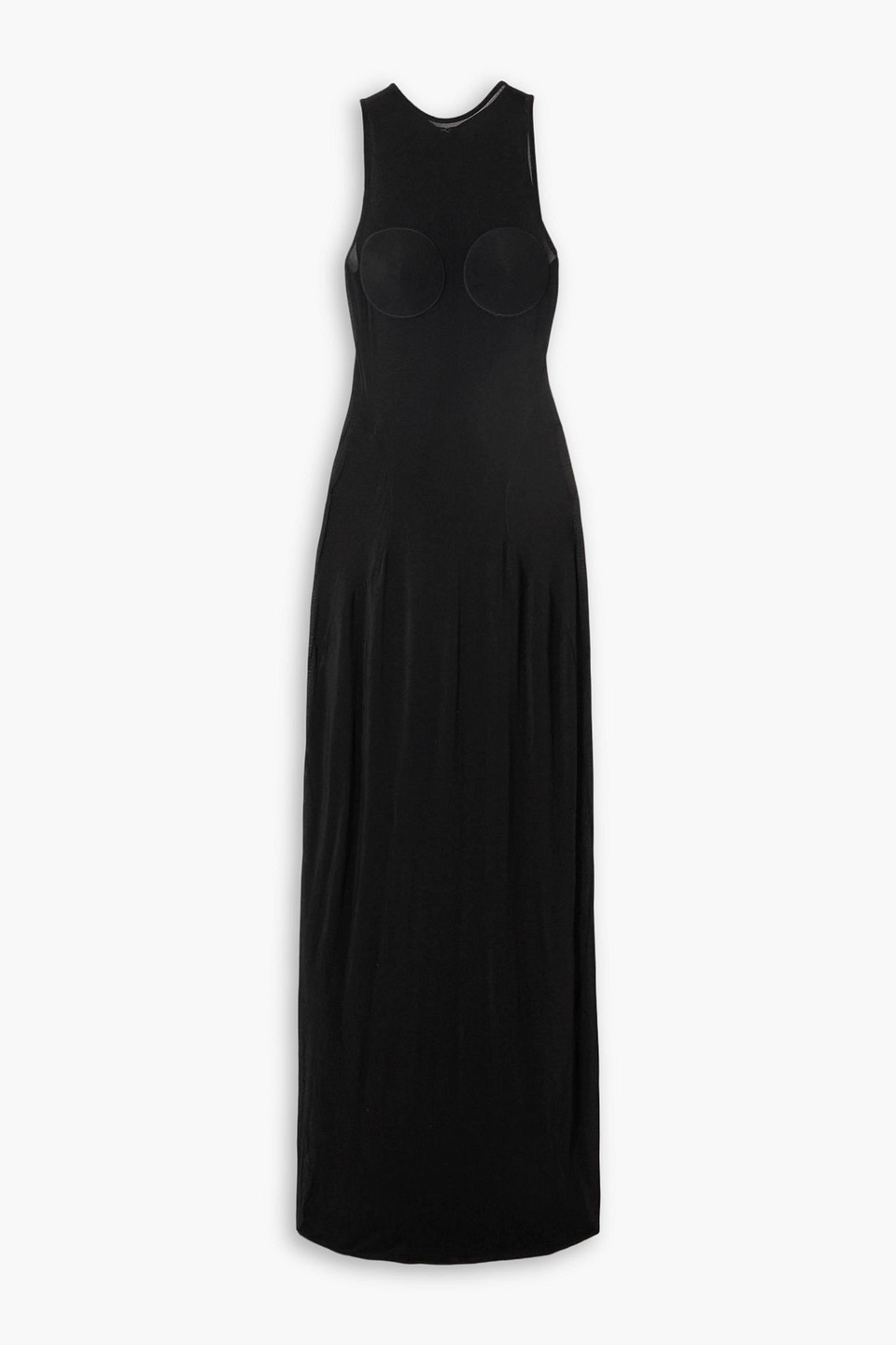 Jean Paul Gaultier Paneled Tulle Maxi Dress In Black