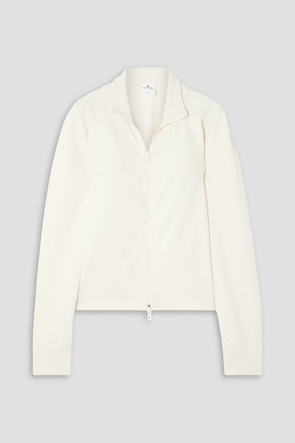 courrèges - interlock appliquéd jersey track jacket - white - xs