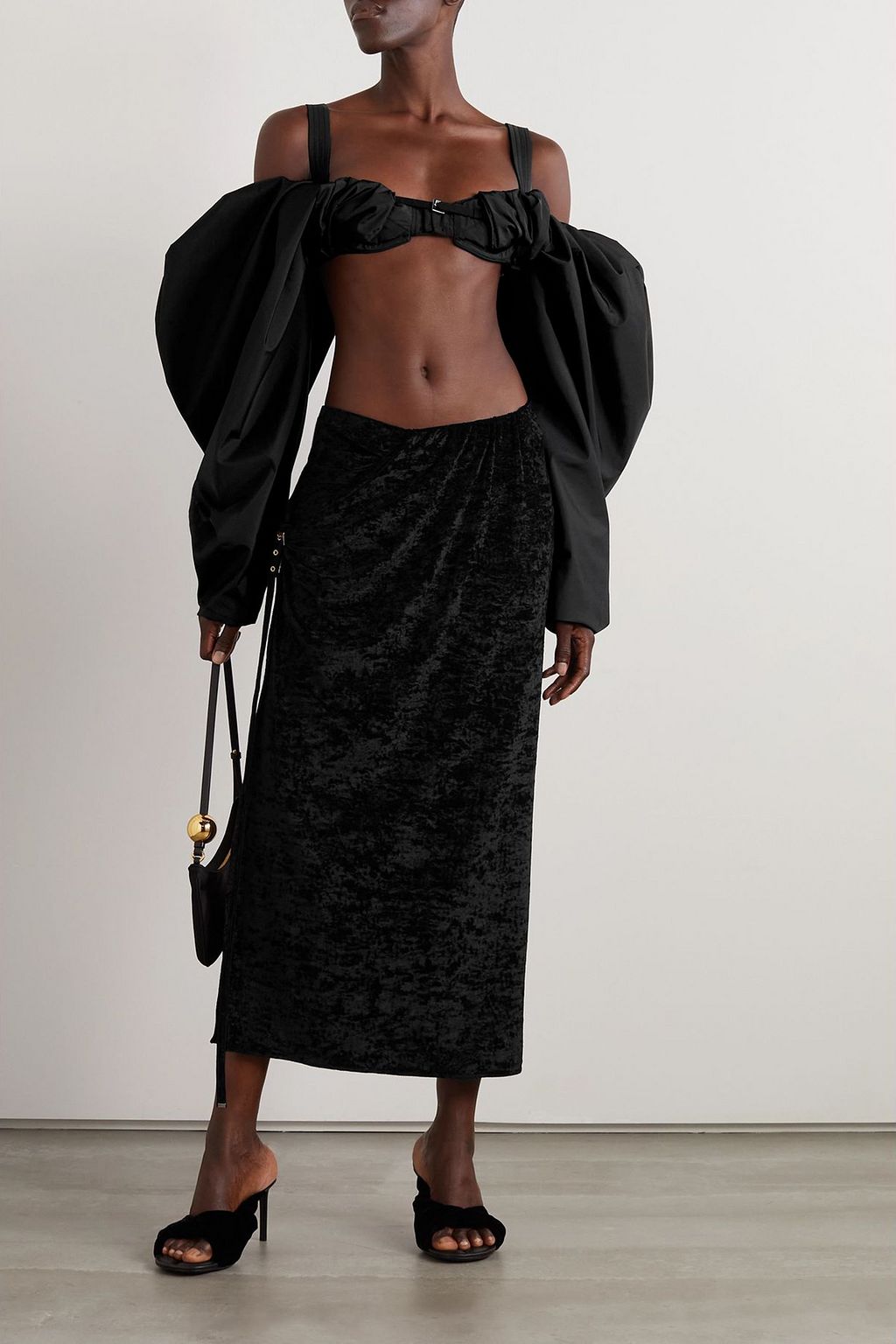 JACQUEMUS Cold-shoulder stretch-taffeta bustier top | THE OUTNET