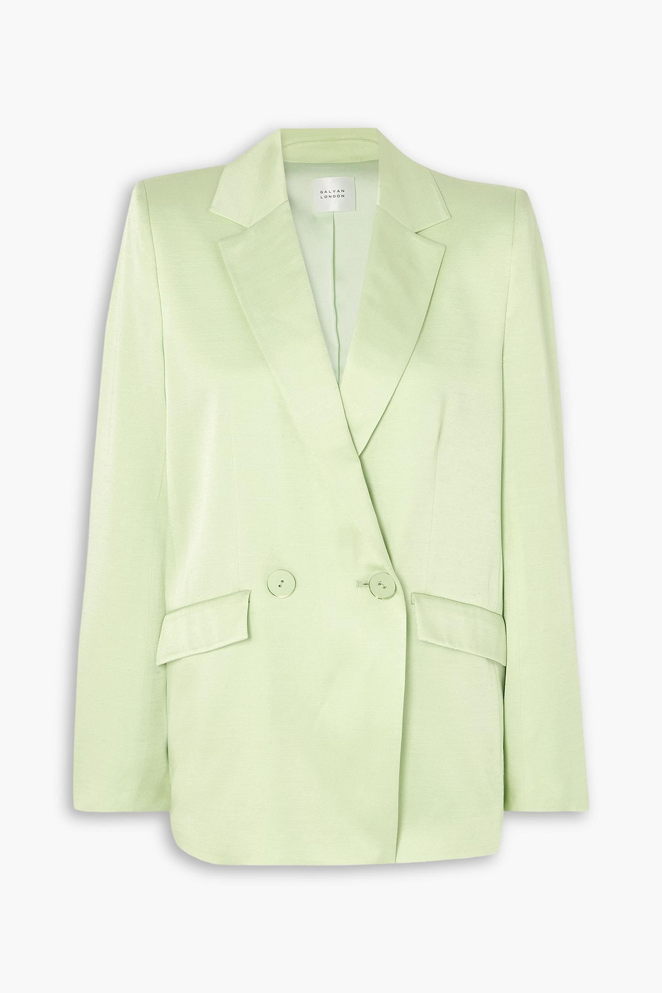 Galvan Boyfriend Double-breasted Satin Blazer In Green