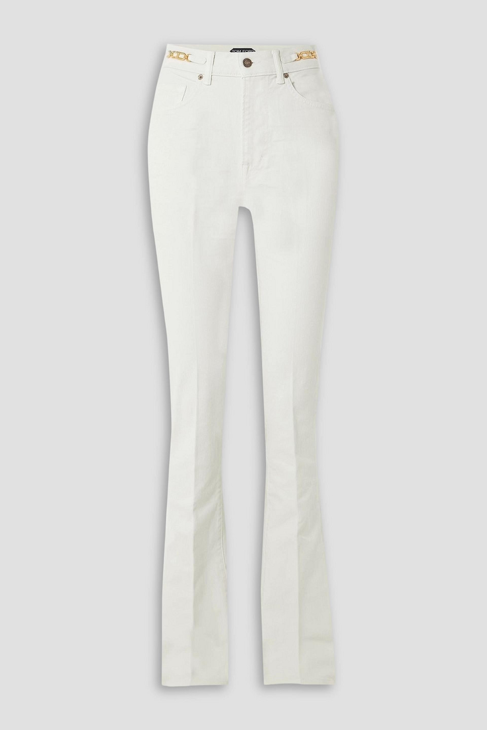 tom ford - chain-embellished high-rise flared jeans - white - 28