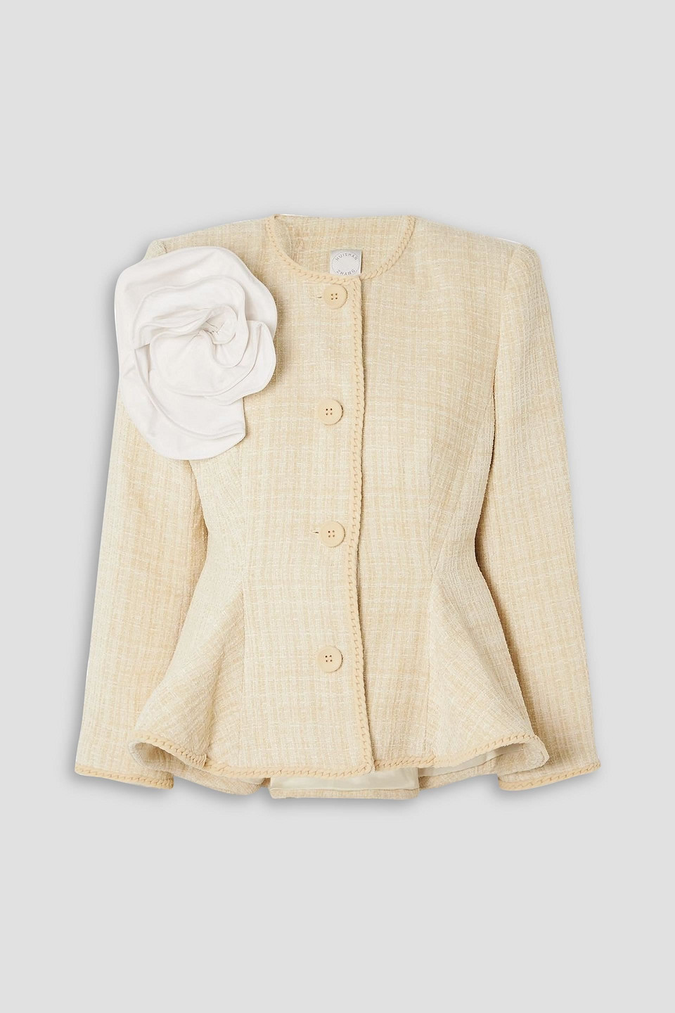 Huishan Zhang Agar Appliquéd Tweed Jacket In Neutral