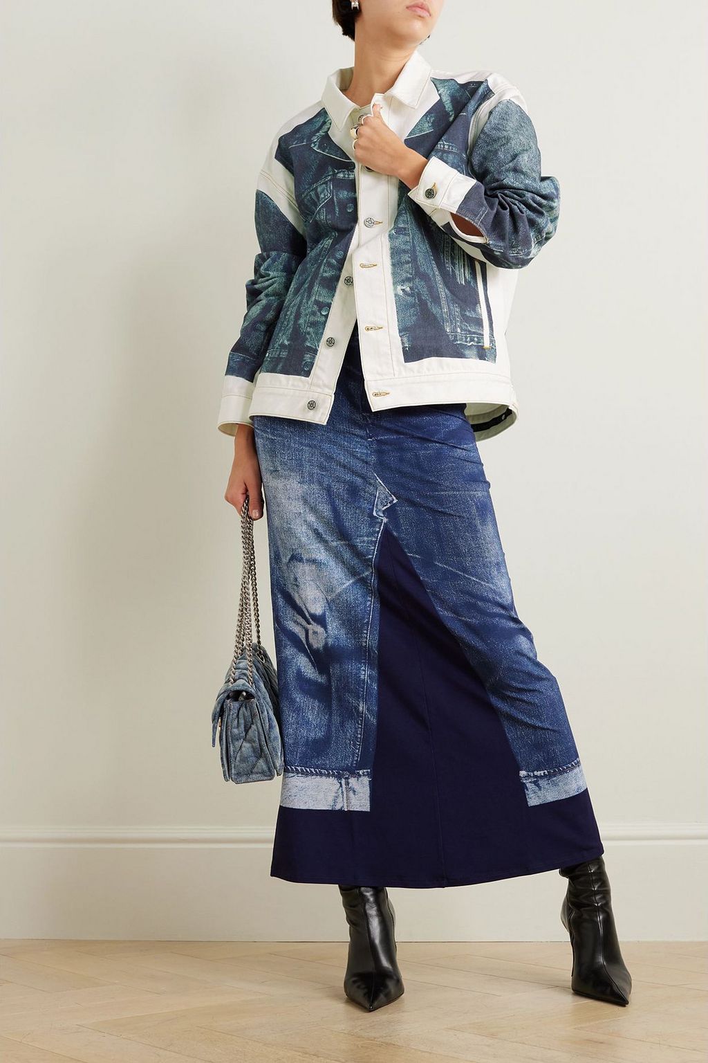 JEAN PAUL GAULTIER Trompe l'oeil printed denim jacket | THE OUTNET JEAN PAUL GAULTIER Trompe l'oeil printed denim jacket | THE OUTNET