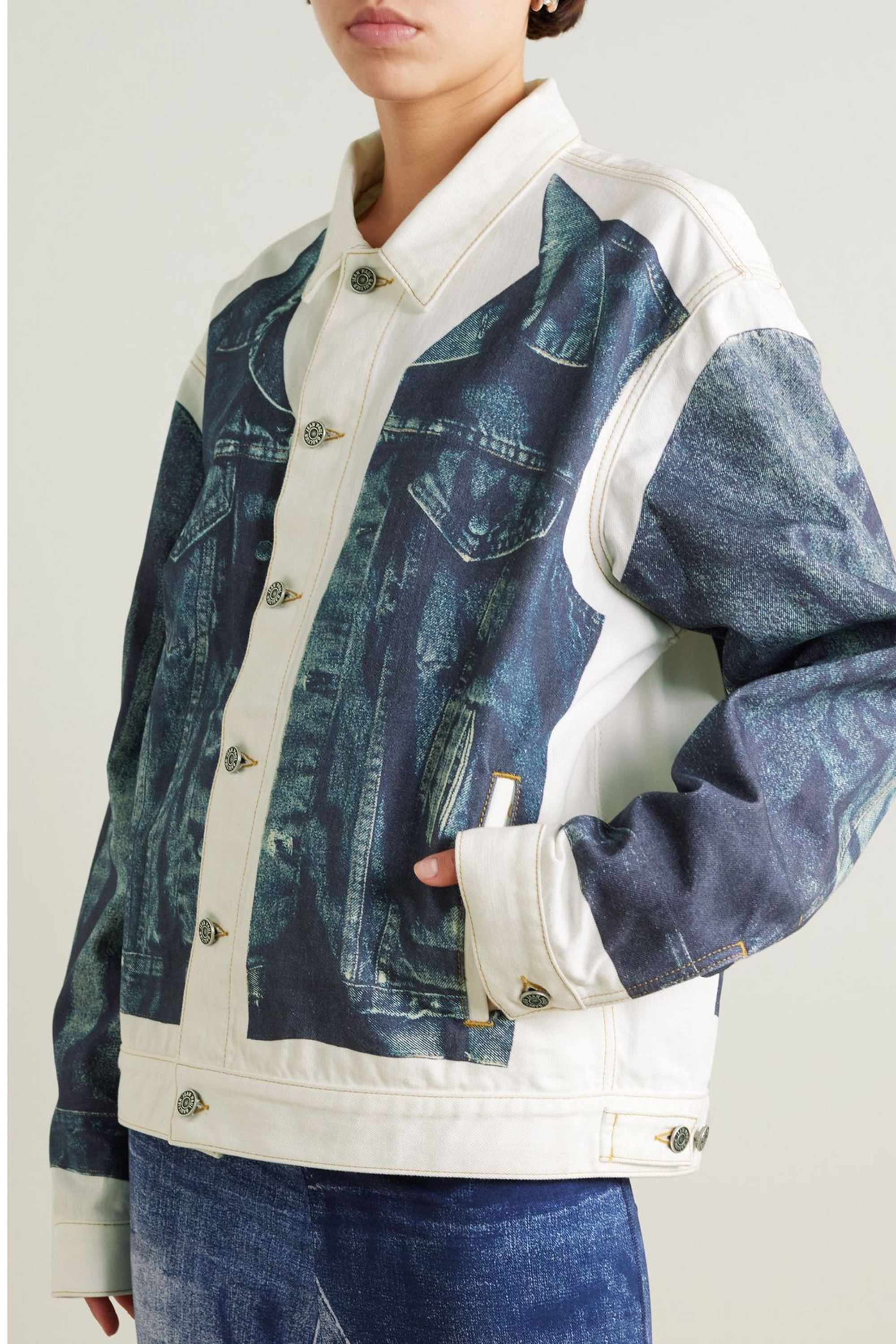 Jean Paul Gaultier - Trompe l'oeil printed denim jacket | Plush