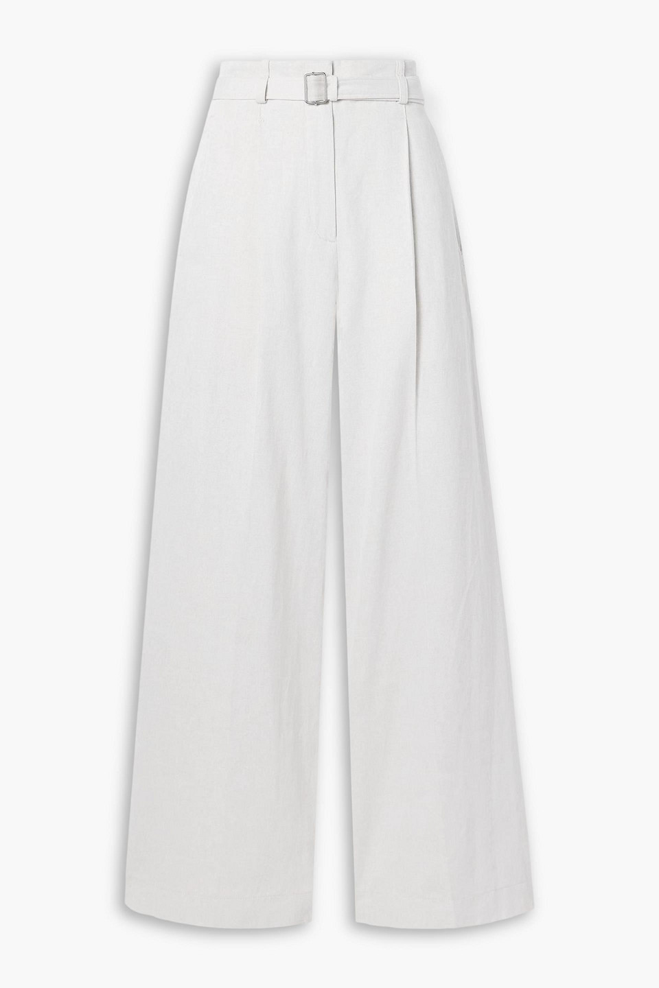 Proenza Schouler Dana Belted Cotton And Linen-blend Wide-leg Pants In White