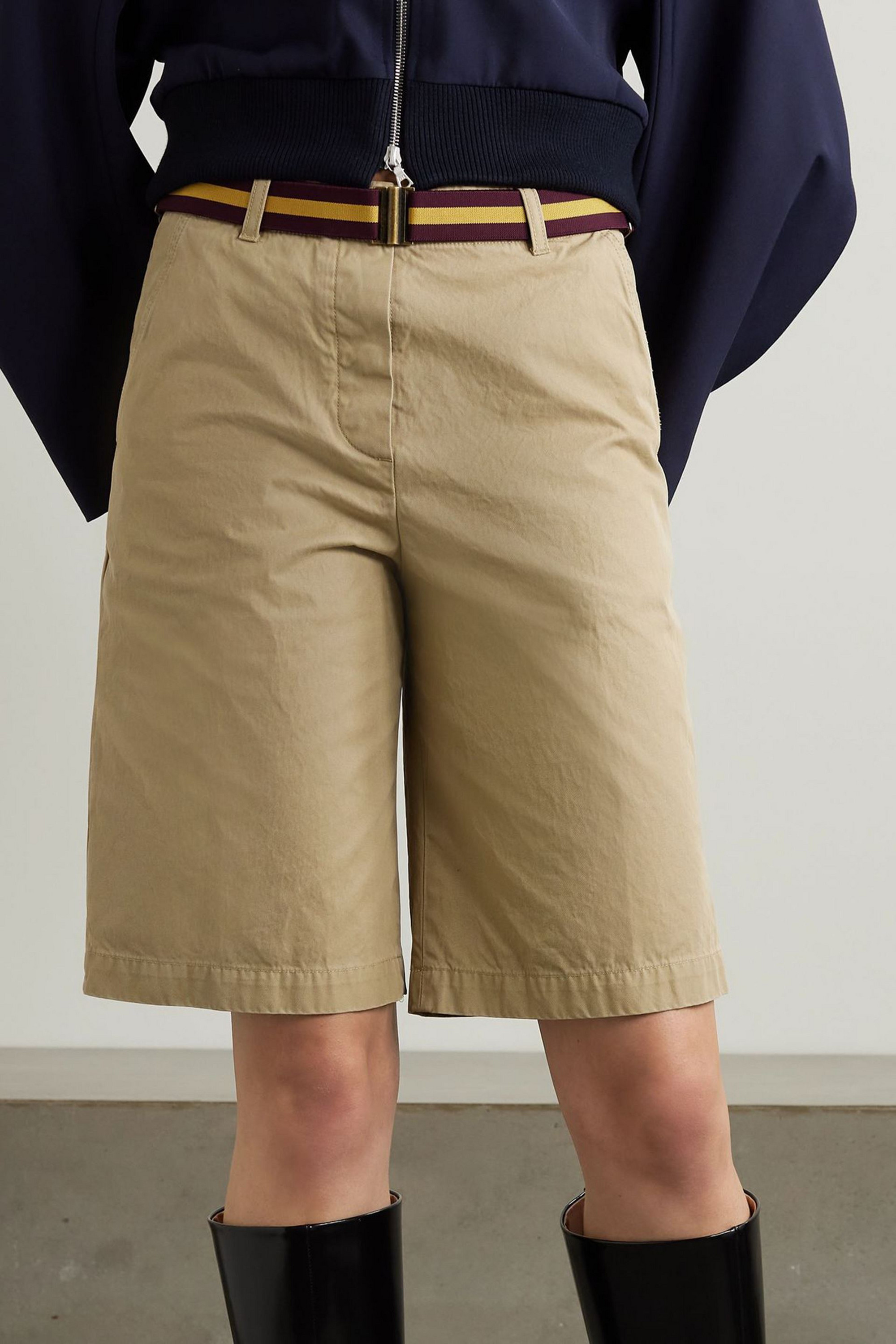 Dries Van Noten Belted cotton-twill shorts