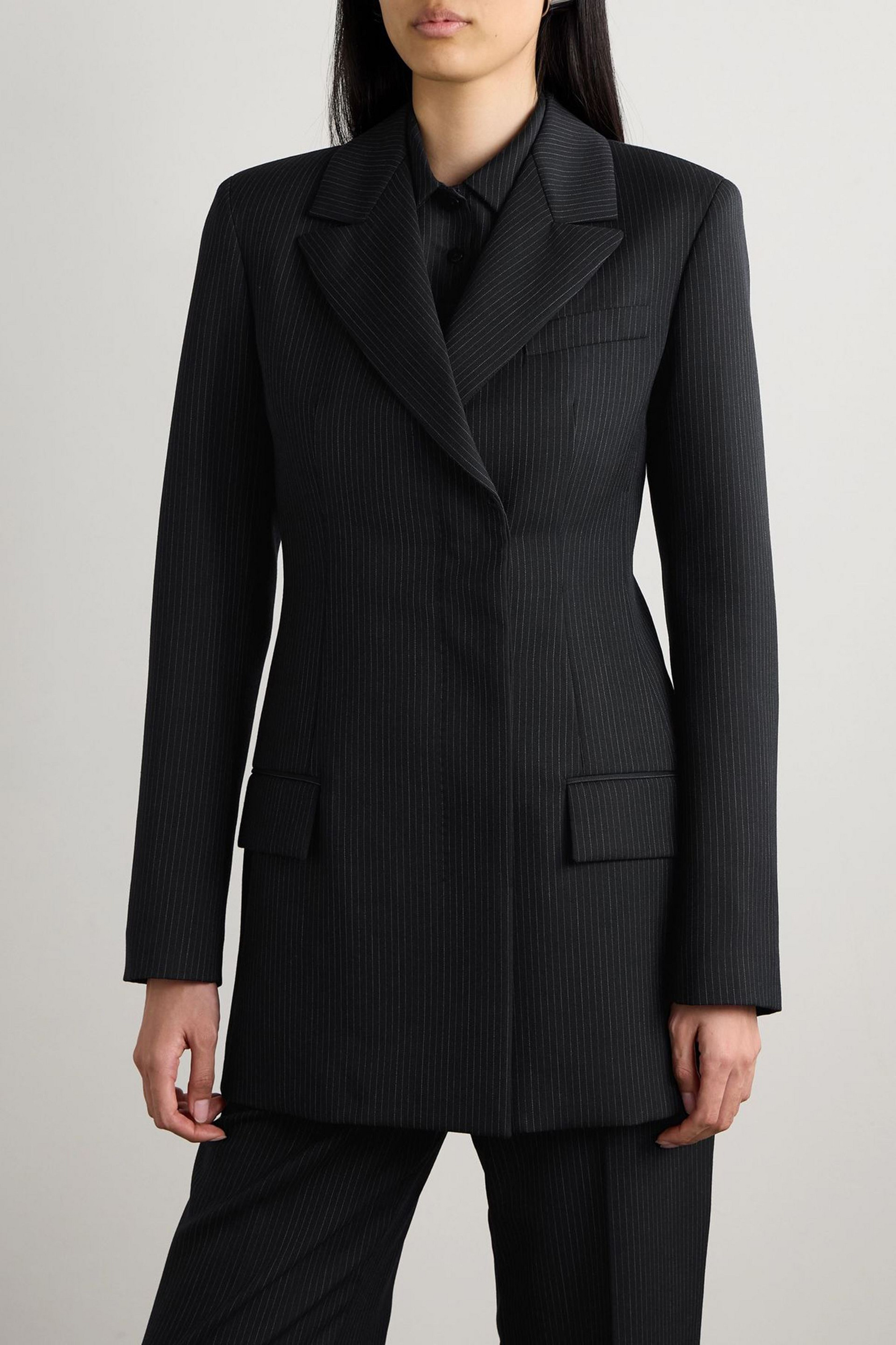 Veronica De Piante Stella double-breasted pinstriped wool blazer