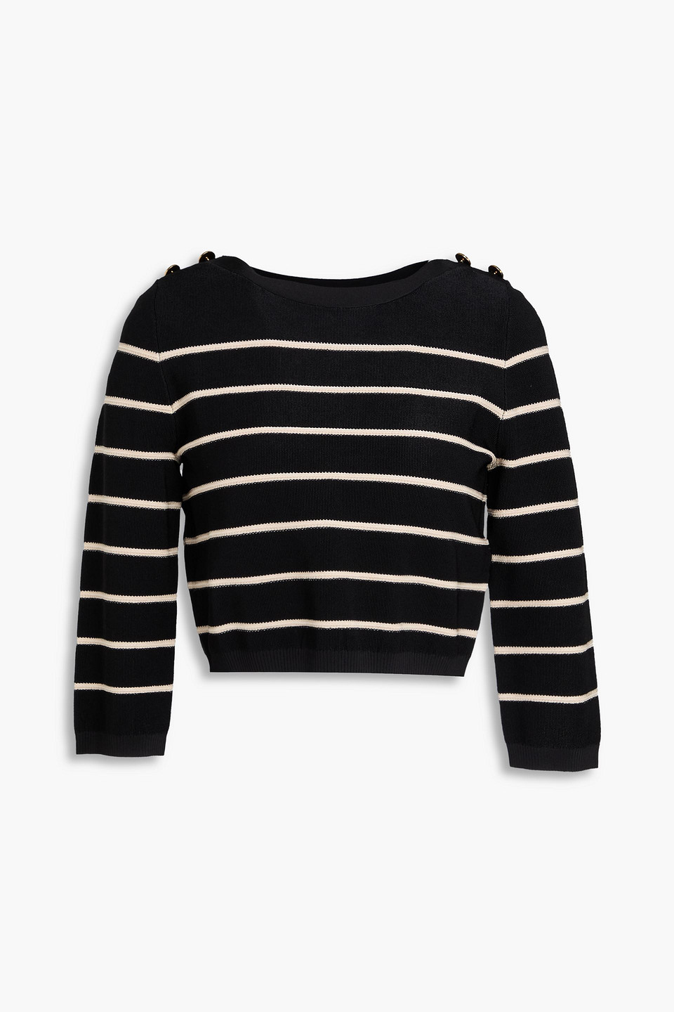 Zimmermann Cropped Striped Stretch-knit Sweater In Black