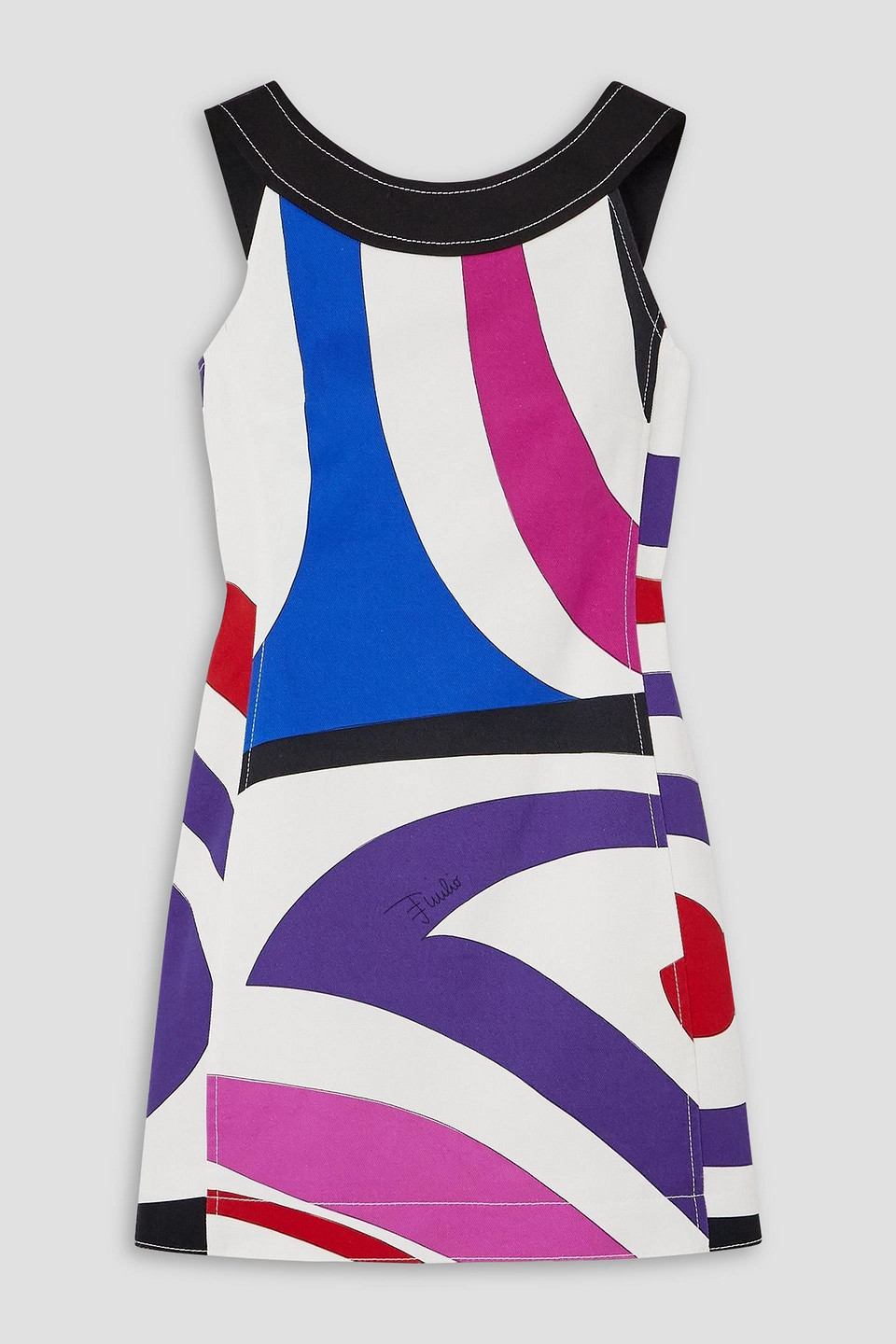 Pucci Open-back Printed Cotton-blend Twill Mini Dress In Multi