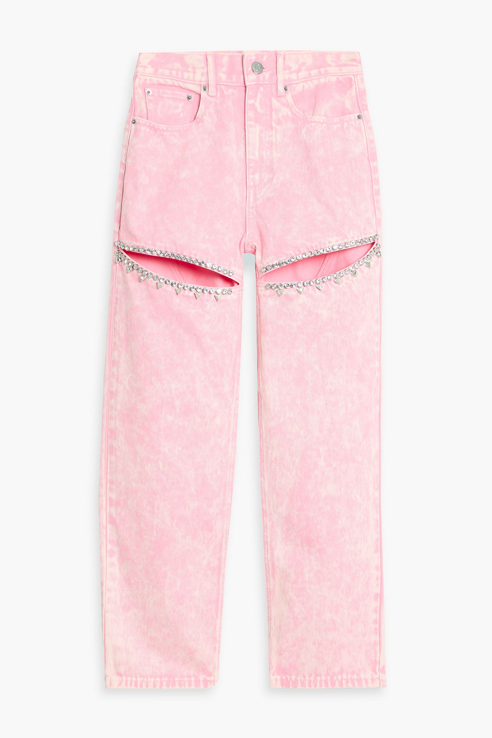 area - cutout crystal-embellished high-rise straight-leg jeans - pink - 31
