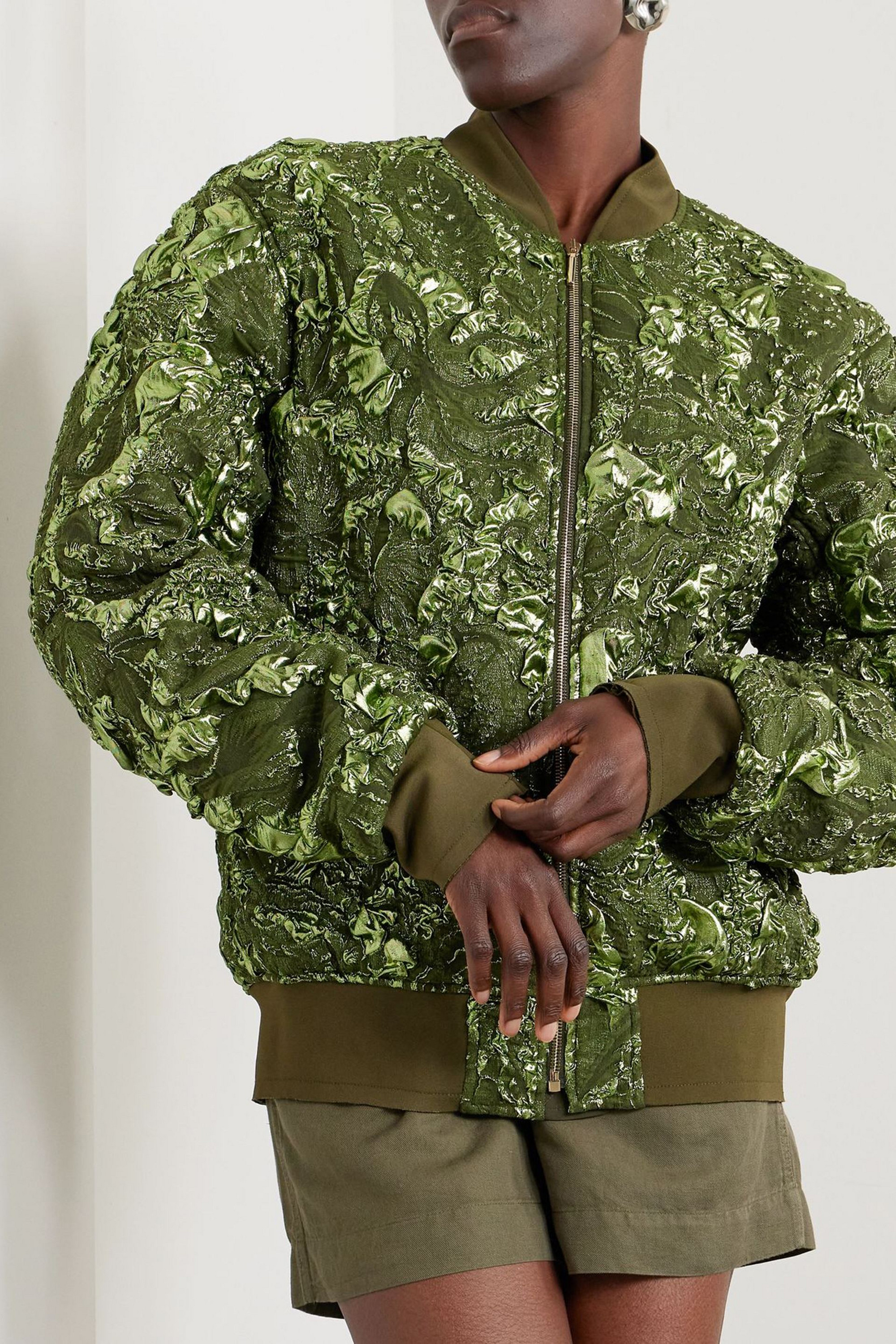 Jason Wu Collection Metallic woven bomber jacket