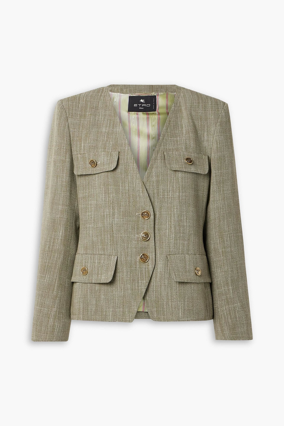 Etro Woven Blazer In Green