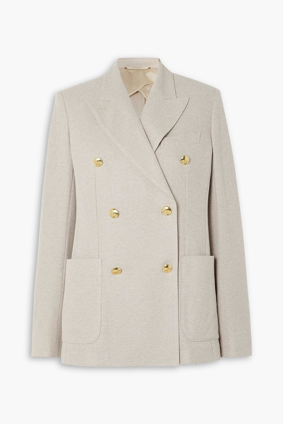 Max Mara Vanadio Double-breasted Grain De Poudre Cotton Blazer In Gray