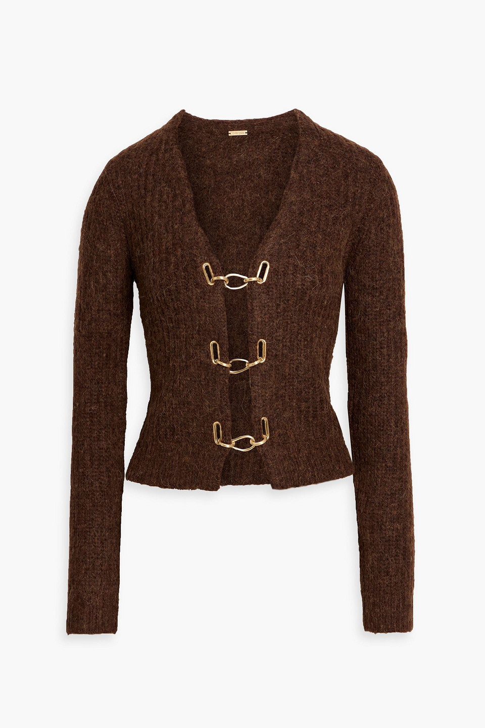Cult Gaia Adel Wool-blend Cardigan In Brown