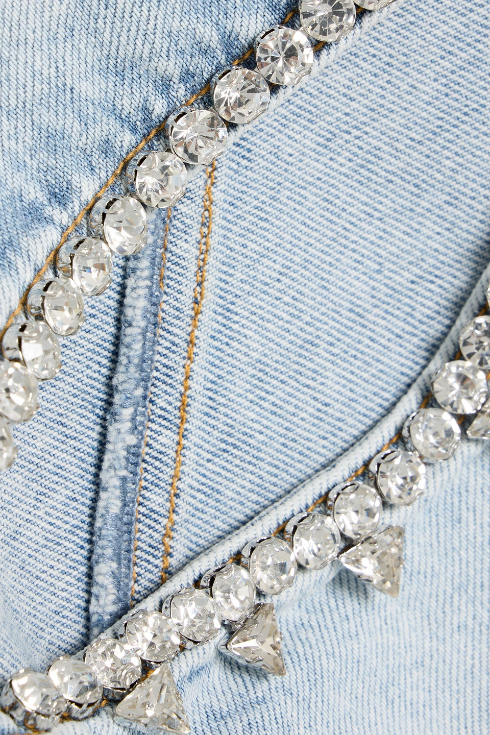 Area Crystal-embellished Cutout High-rise Wide-leg Jeans In Light Blue