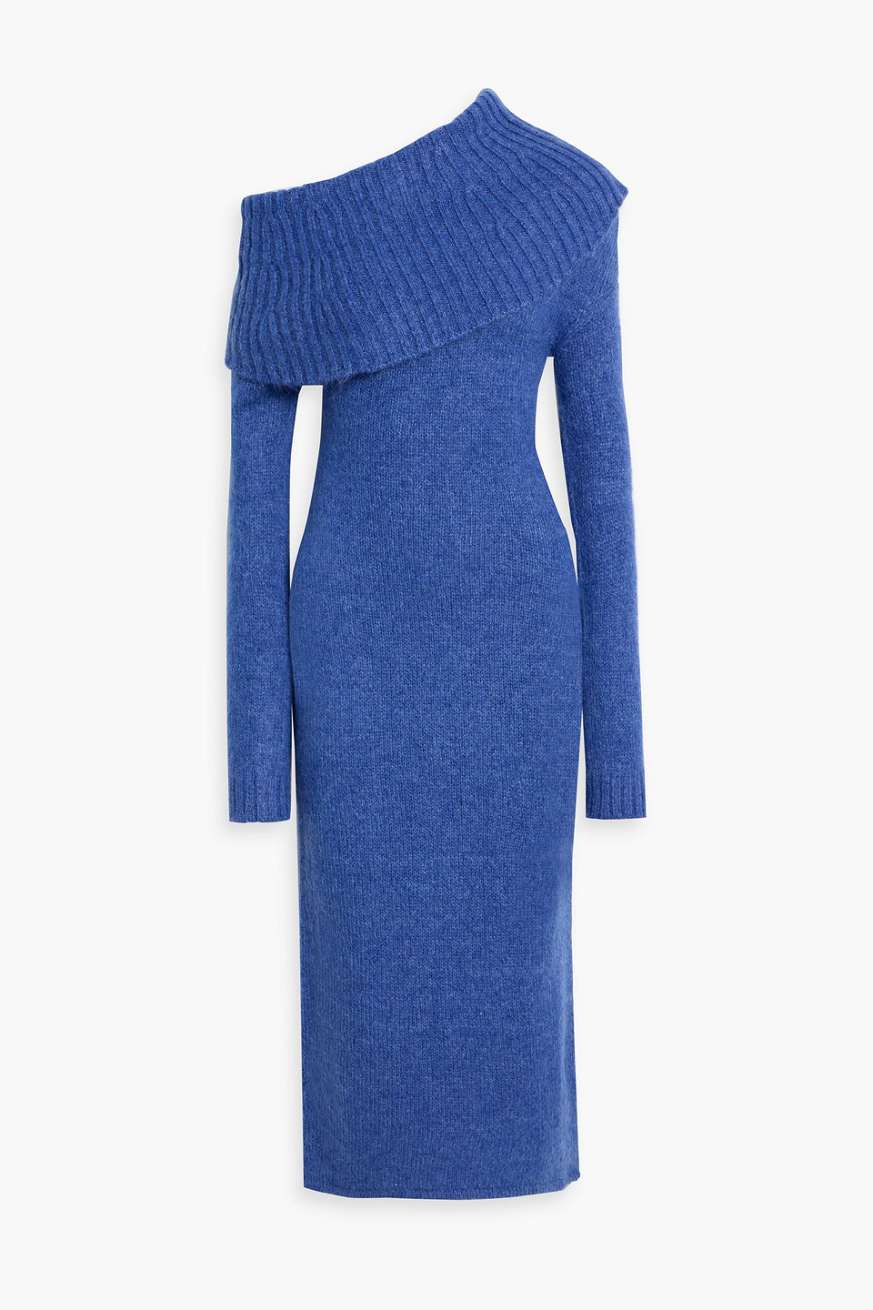 cult gaia - grayson one-shoulder brushed knitted midi dress - blue - xs