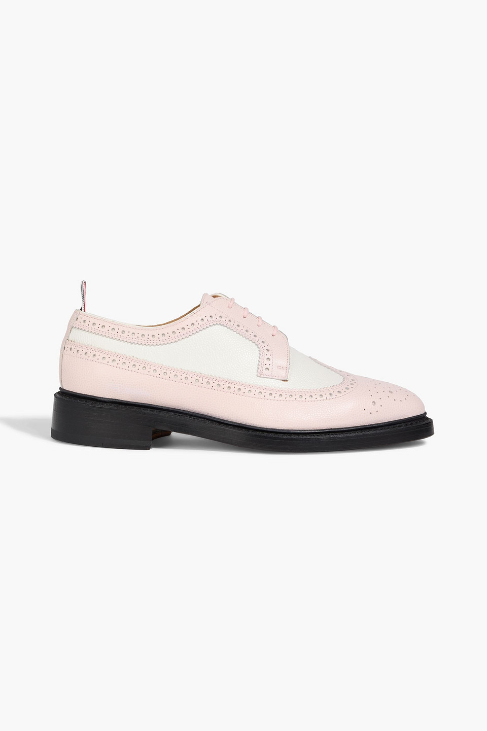 Thom Browne Two-tone Pebbled-leather Brogues In Pink