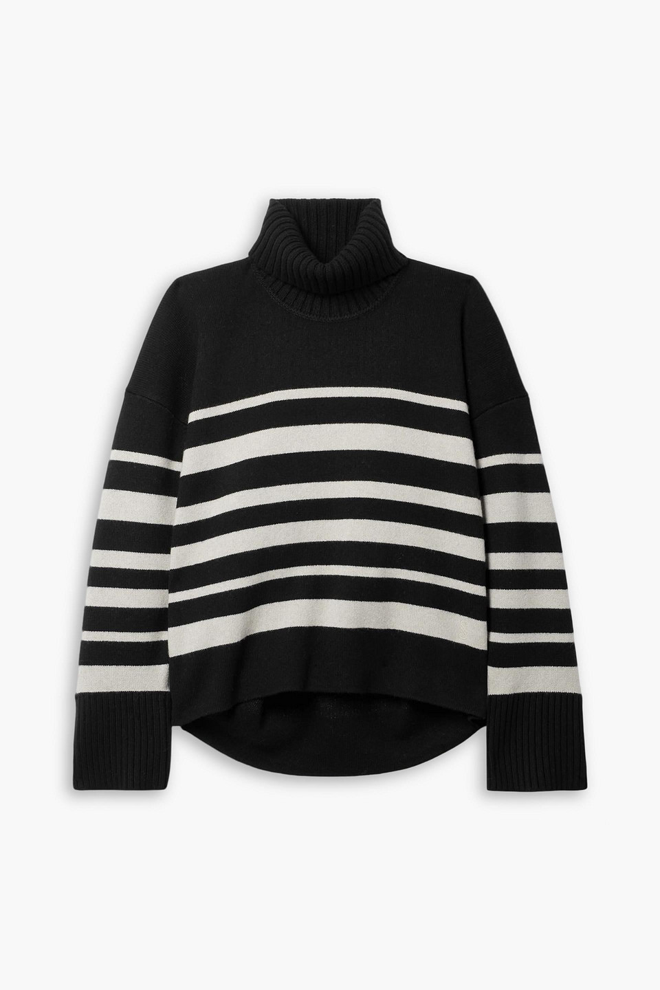 proenza schouler - striped wool-blend turtleneck sweater - black - m