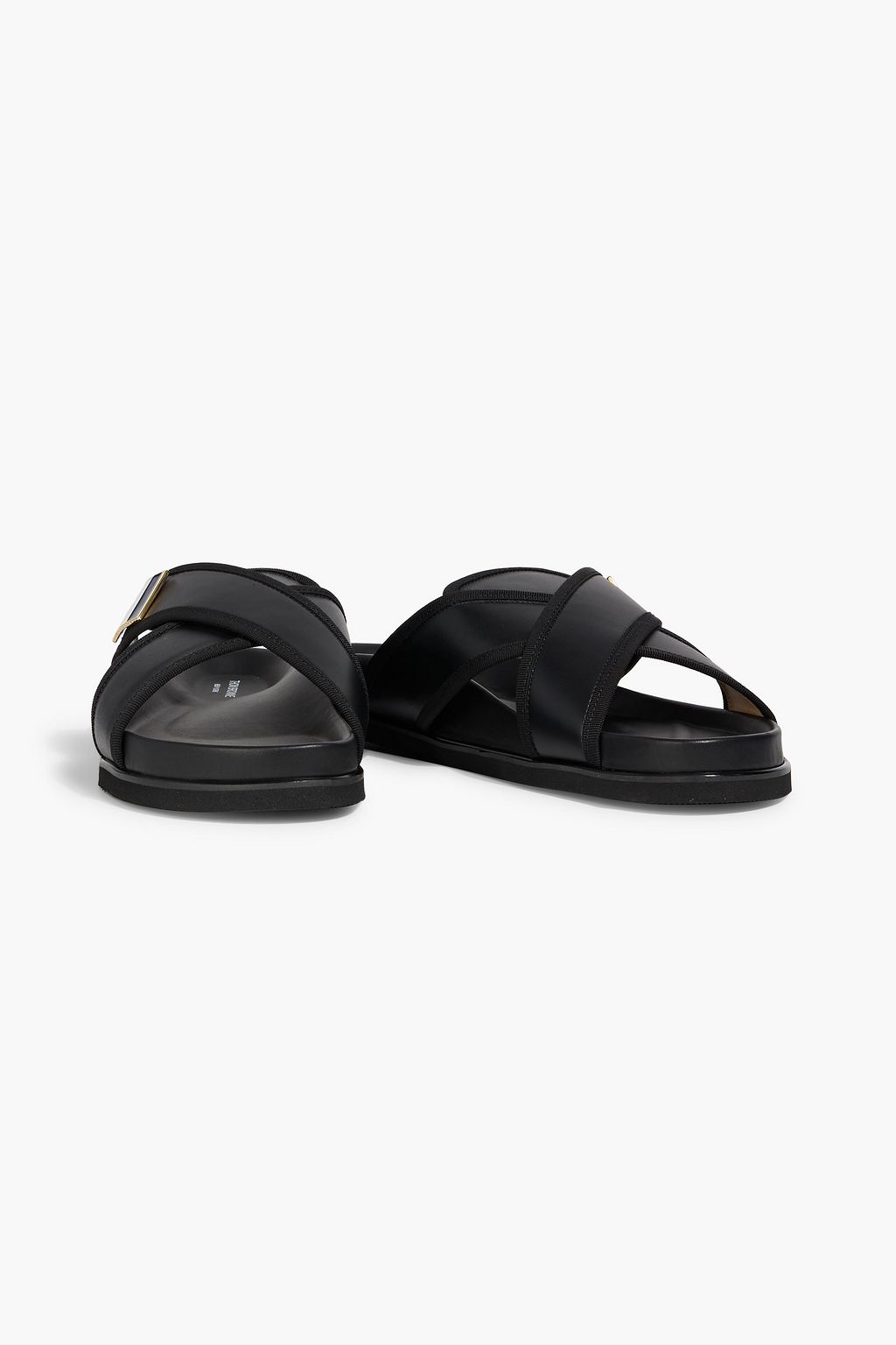 THOM BROWNE フラット　サンダル THOM BROWNE Grosgrain-trimmed leather sandals | THE OUTNET