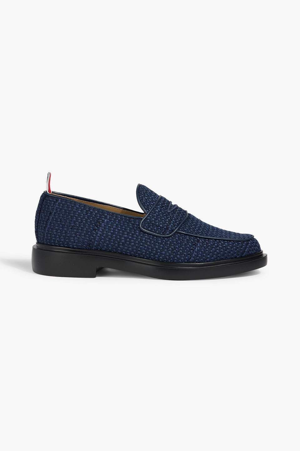 thom browne - tweed penny loafers - blue - us 7.5