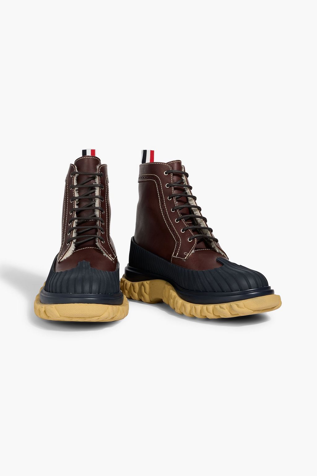THOM BROWNE/トム・ブラウン　コンバットブーツ THOM BROWNE Leather and rubber hiking boots | THE OUTNET