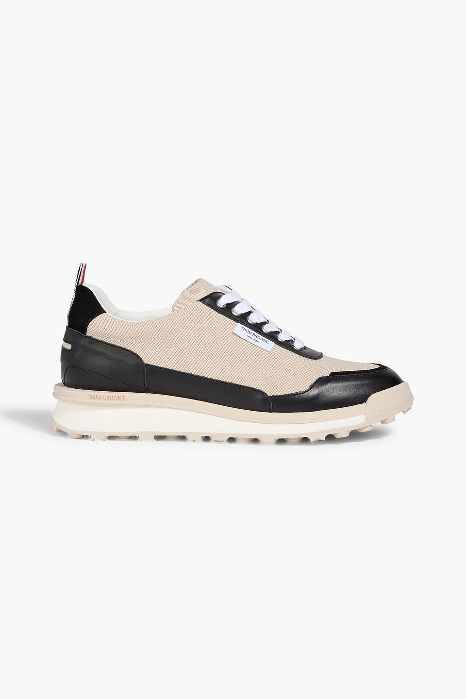 thom browne - alumni canvas and leather sneakers - neutral - us 8.5