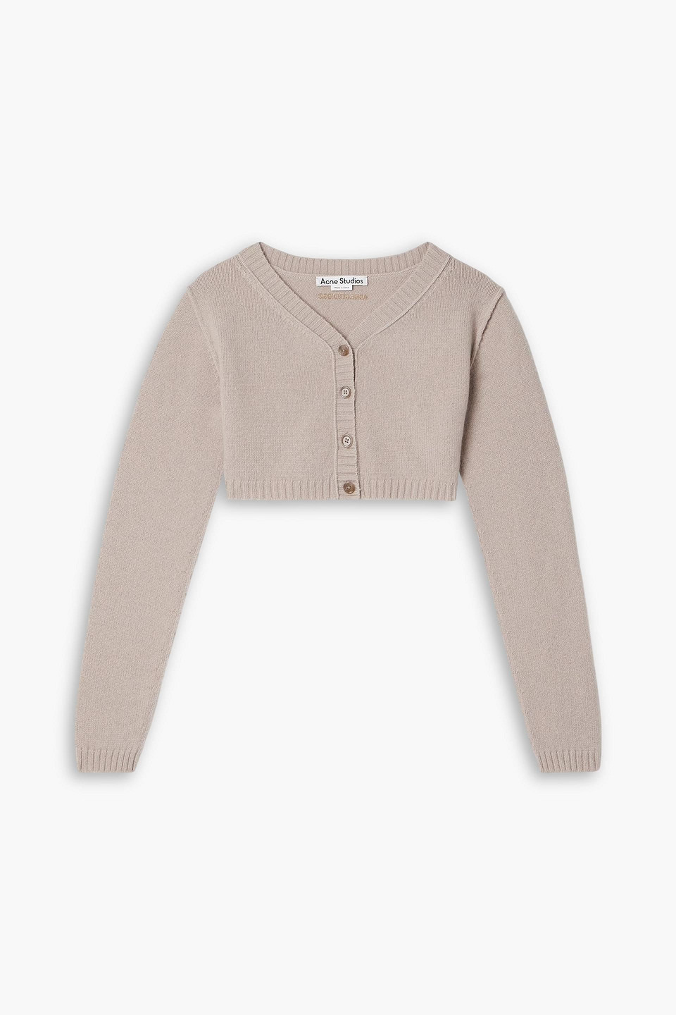 Acne Studios Cropped Wool And Cashmere-blend Cardigan In Brown