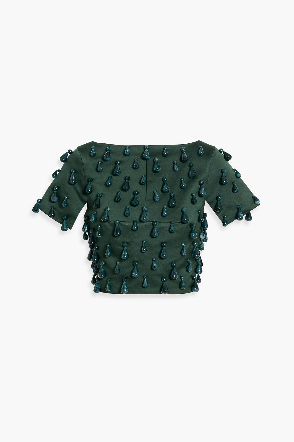 cult gaia - delina cropped beaded satin top - green - us 6