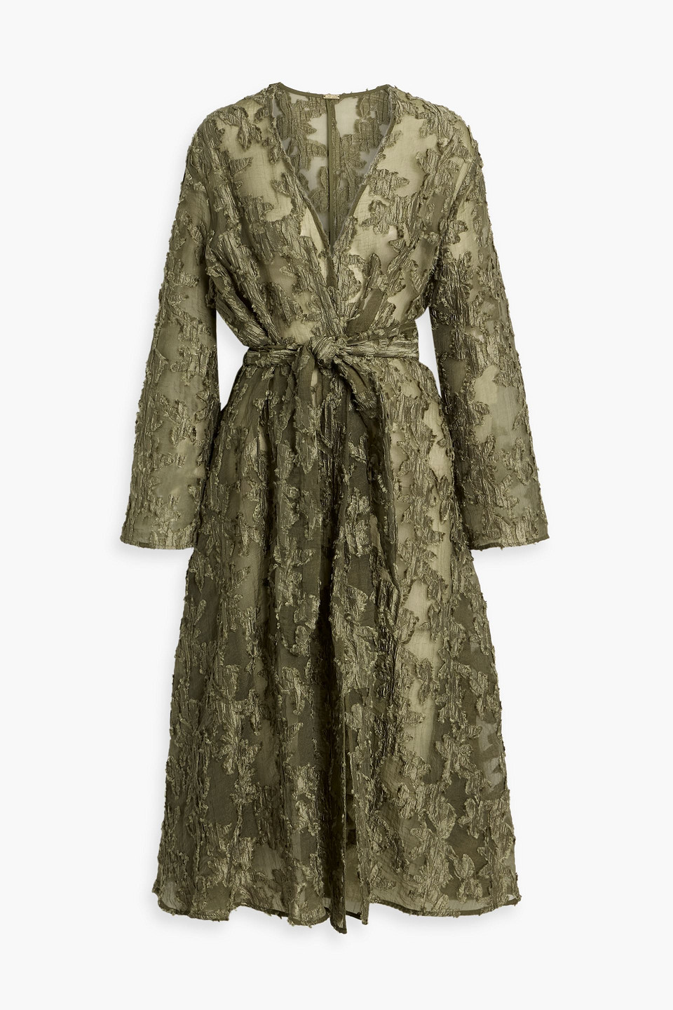 Cult Gaia Chana Fil Coupé Organza Coat In Green