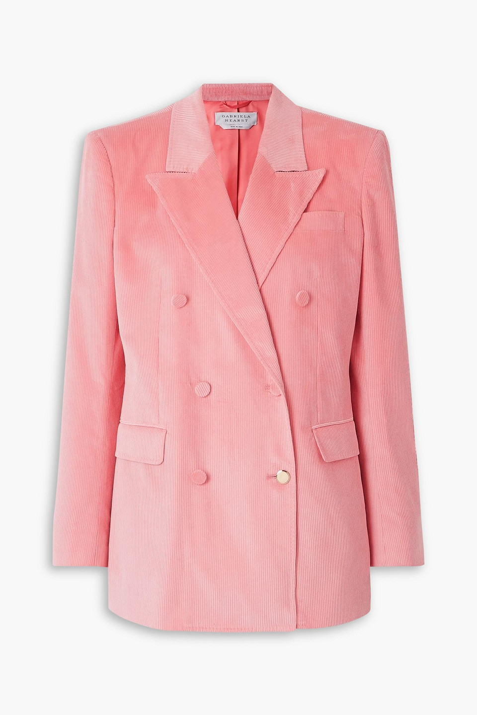 Gabriela Hearst Gavin Double-breasted Cotton-corduroy Blazer In Pink