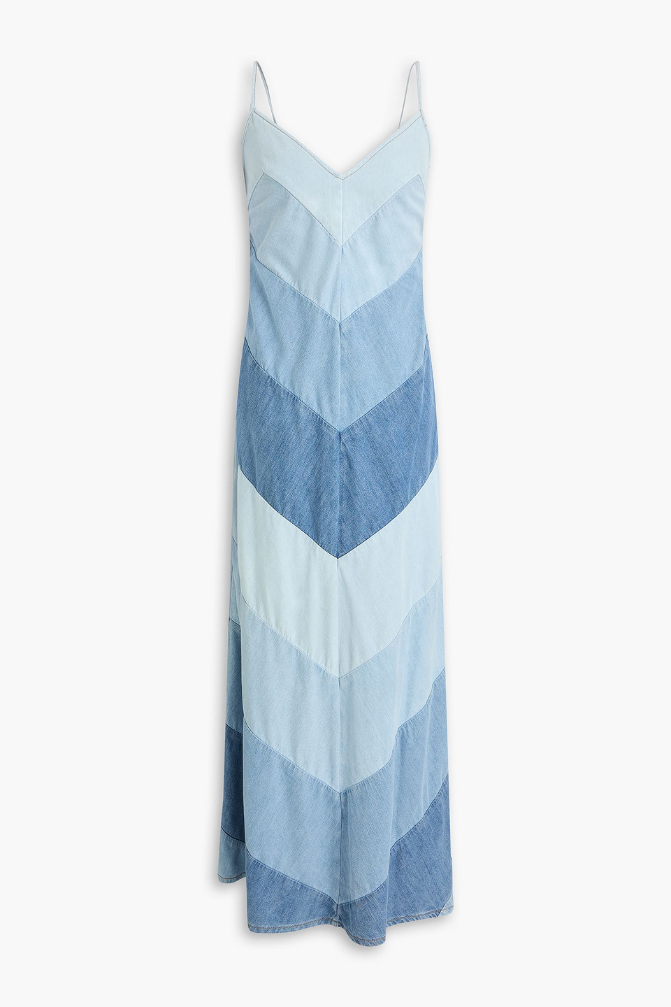 Zimmermann Paneled Denim Maxi Dress In Blue