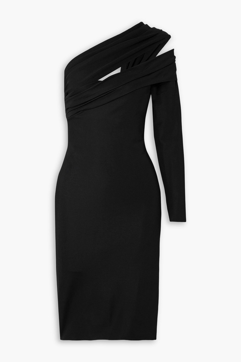 versace - one-shoulder cutout stretch-piqué midi dress - black - it 38
