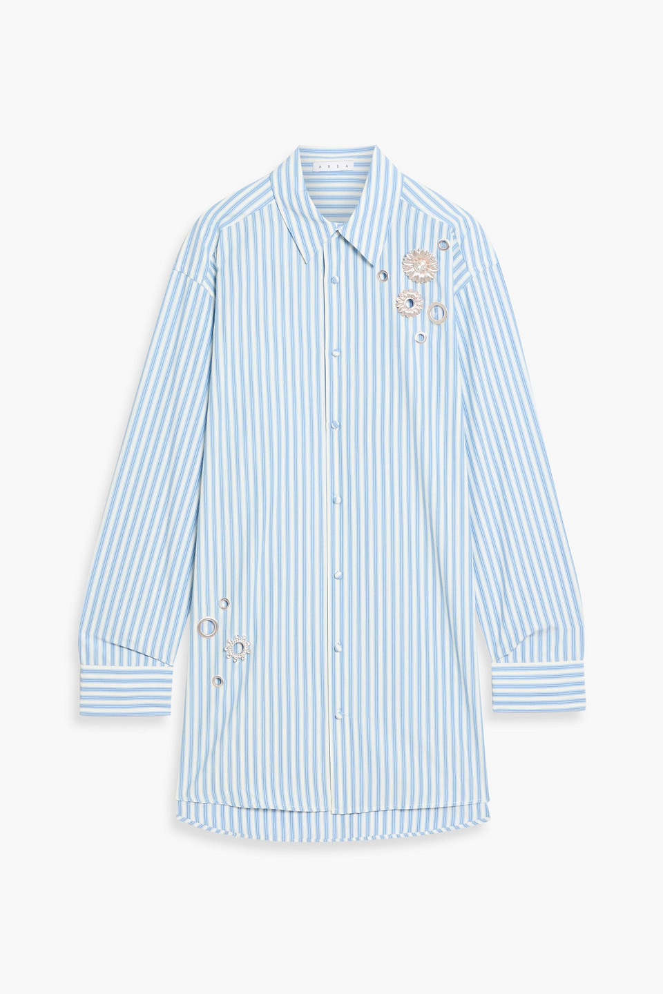 Area Embellished Striped Cotton-blend Poplin Shirt In Multi