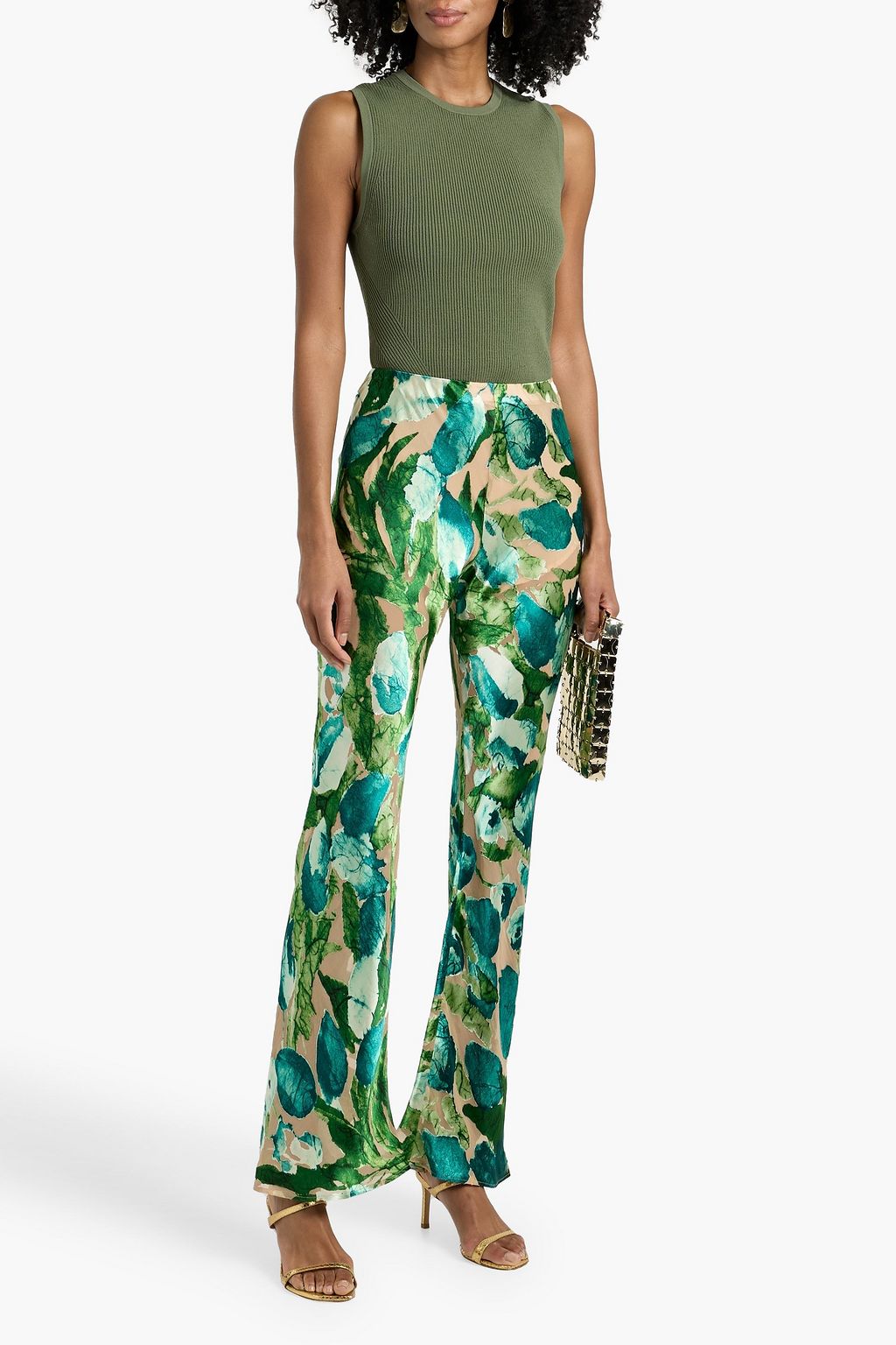CULT GAIA Stacie printed devoré-chiffon flared pants | THE OUTNET