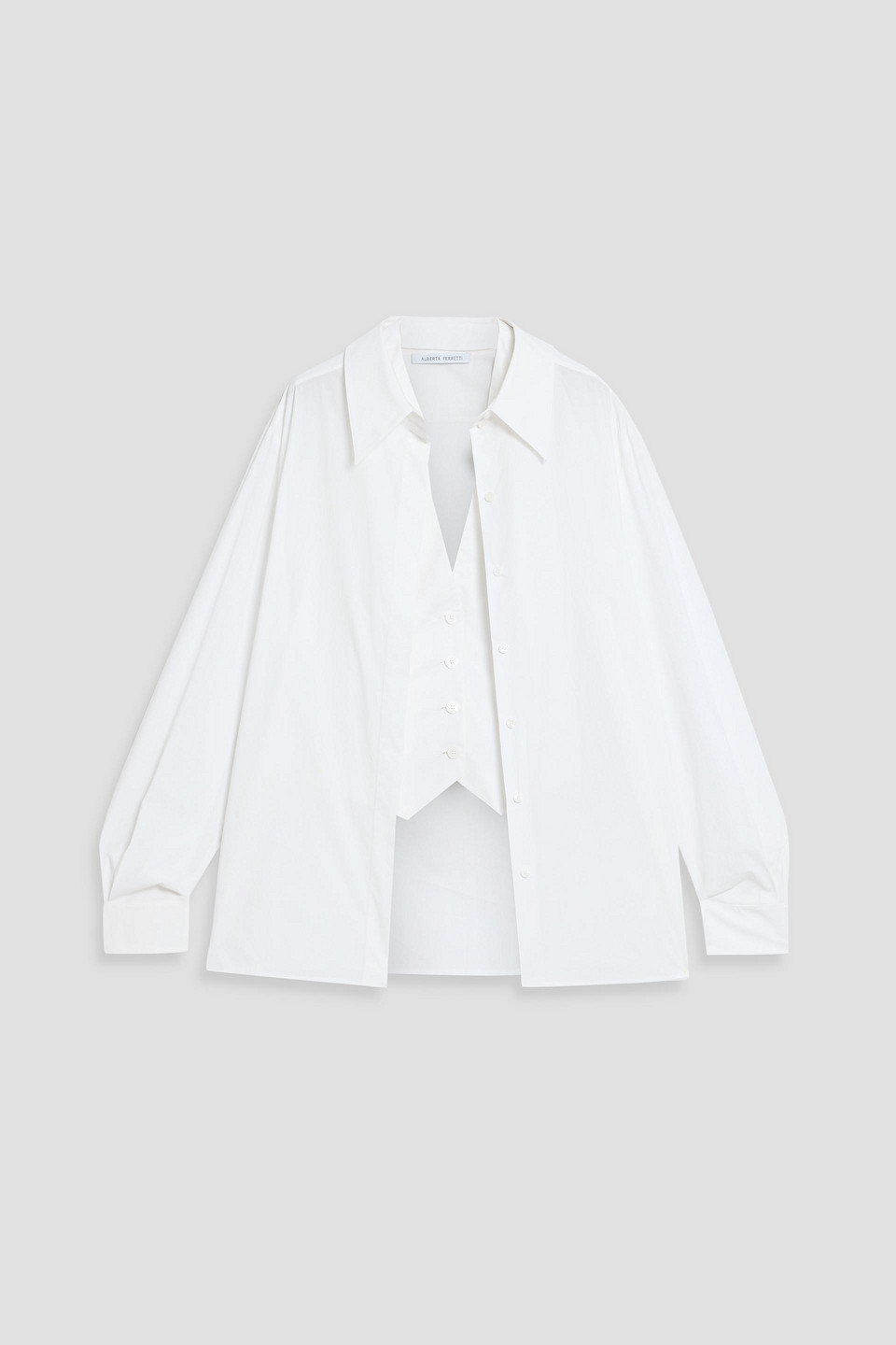 alberta ferretti - layered cotton-blend poplin shirt - white - it 46