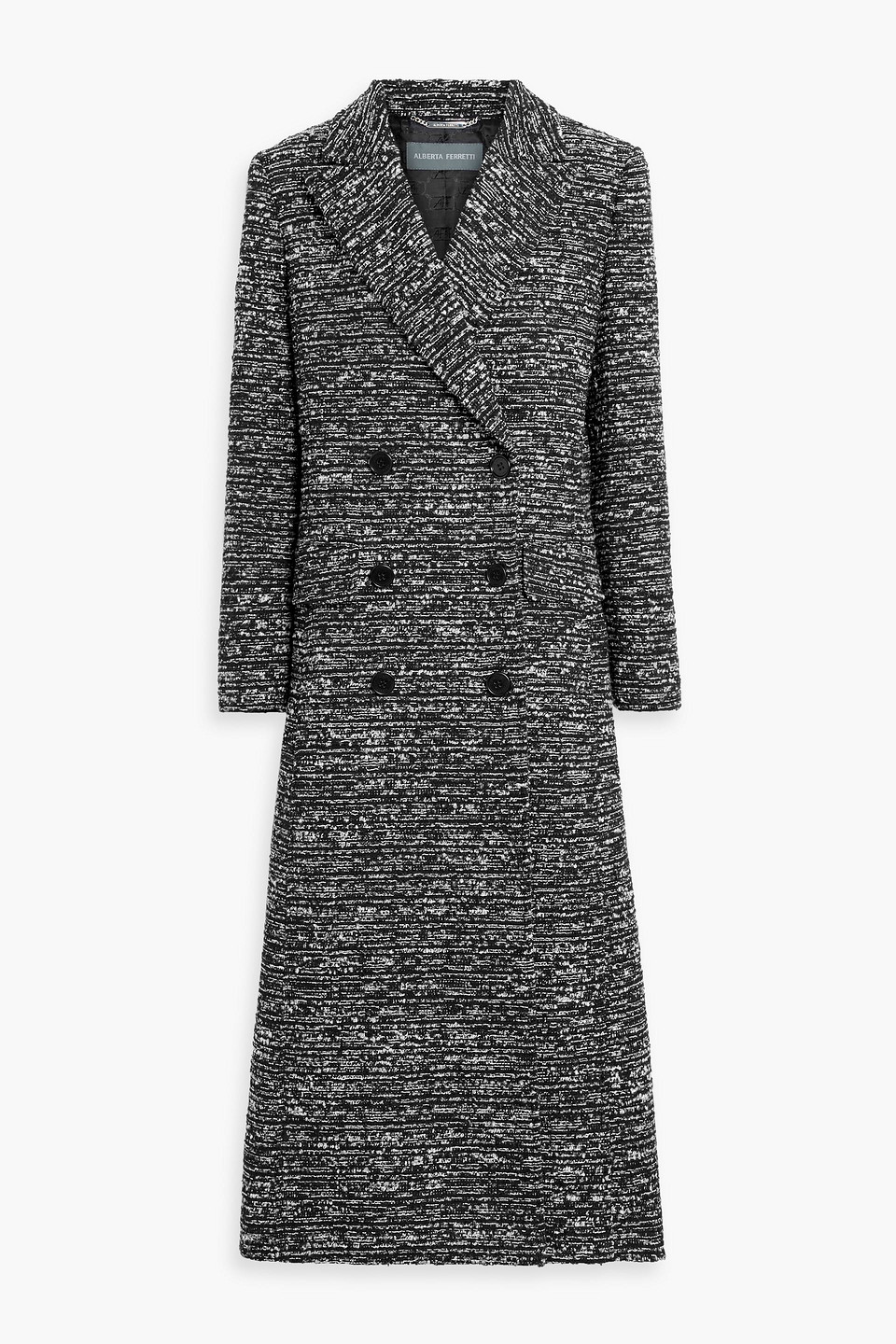 Alberta Ferretti Double-breasted Bouclé-tweed Coat In Black