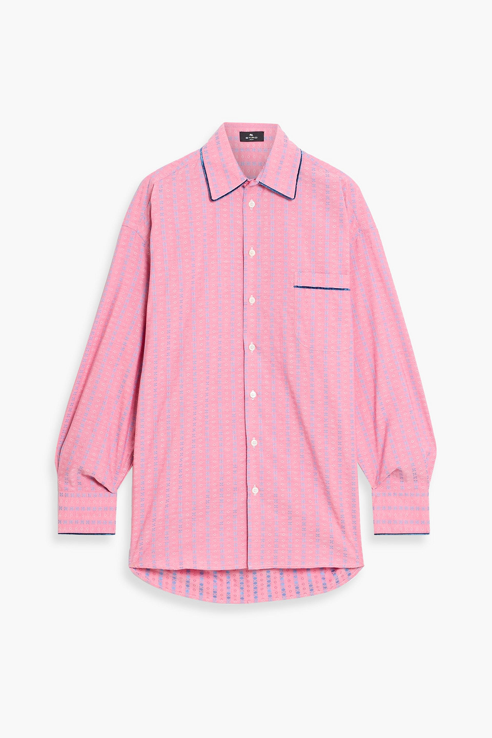 Etro Oversized Cotton-jacquard Shirt In Pink