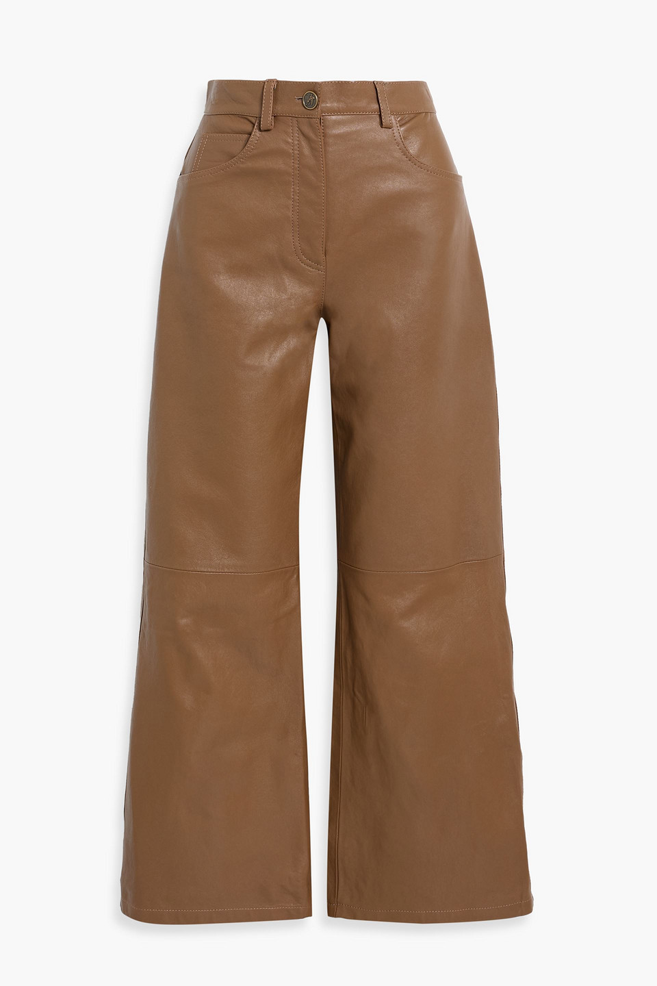 Etro Leather Wide-leg Pants In Brown