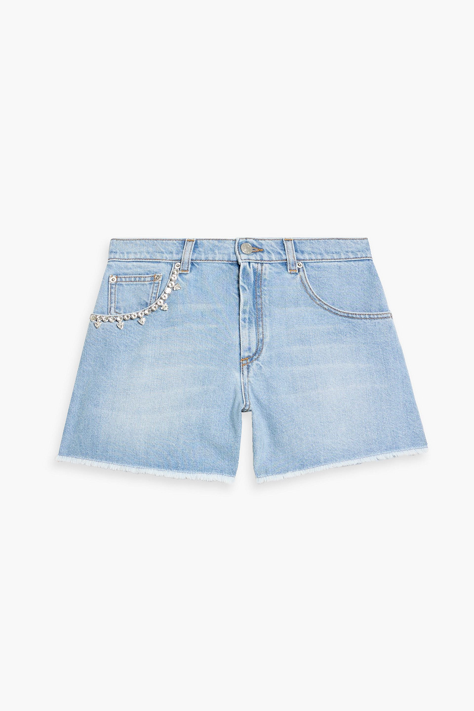 Area Crystal-embellished Denim Shorts In Multi