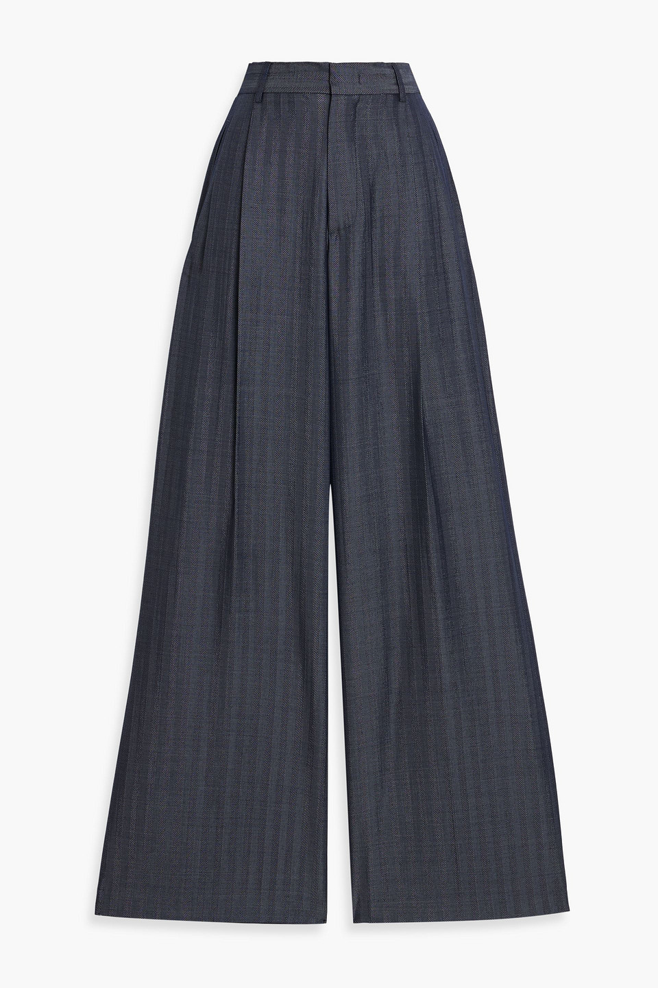 Etro Striped Wool-jacquard Wide-leg Pants In Blue